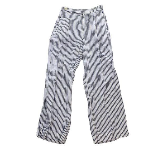 Madewell The Harlow Wide-Leg Pant in 100% Linen Size 0 Striped 29" Inseam 56-10 - Picture 1 of 9